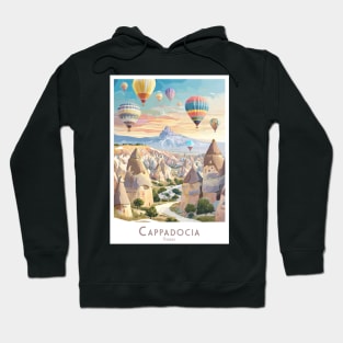 Travel Poster Vintage Retro Enchanted Cappadocia Balloons in Turkey Hoodie